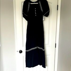New embroidered gauze maxi dress with tags